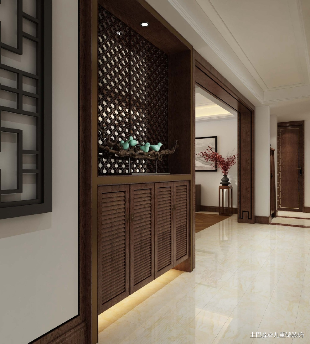 新中式玄关怎么设计入门处，玄关家具提示空间品位